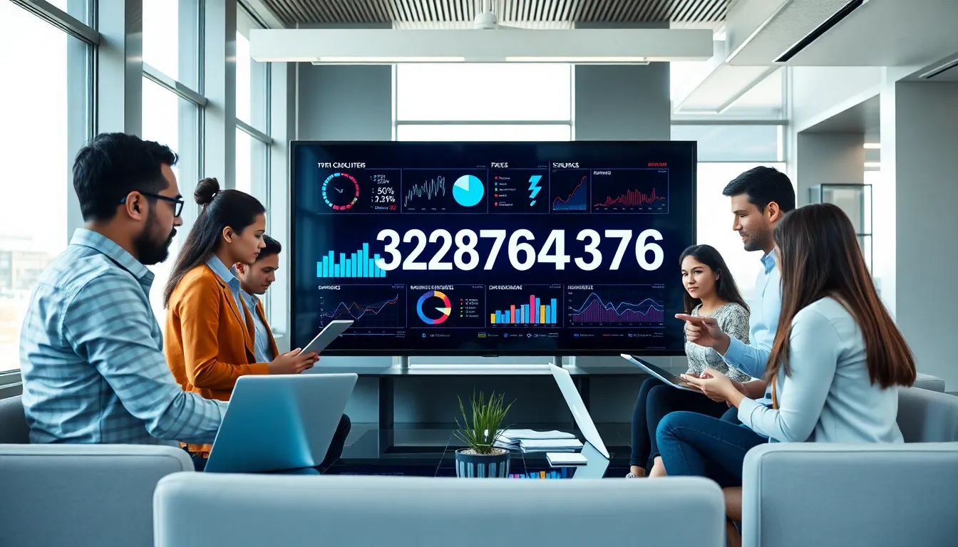 diverse team analyzing data in a modern office.